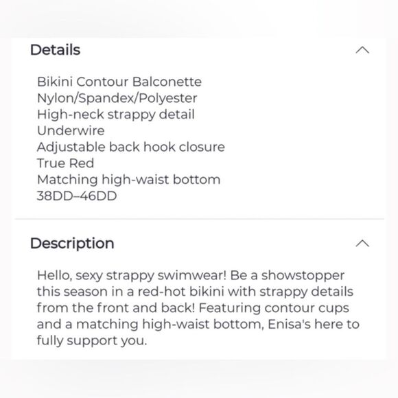 Enisa Contour Plus Bikini Top 40D Adore Me Super Strappy Chest Strap Swim Bra - Picture 2 of 8